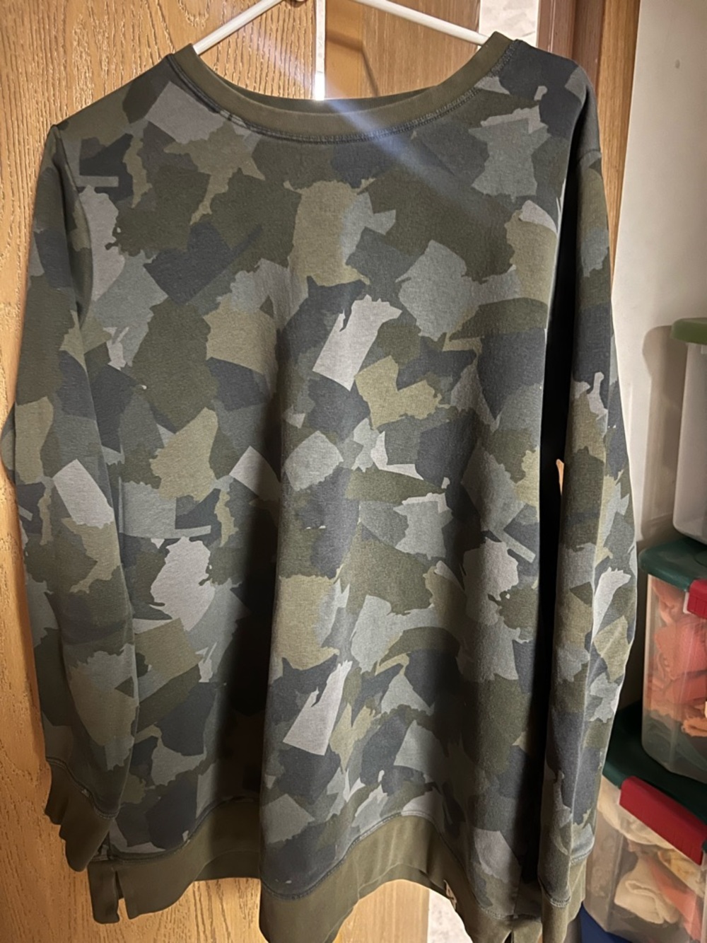 Women's Camo Print Crewneck Sweatshirt Blake Shelton Lands End 1X